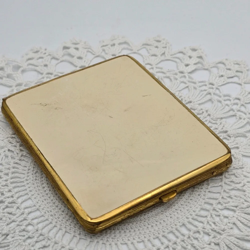 Vintage Art Deco Enamel Compact Cigarette Case Bliss Brothers machine turned